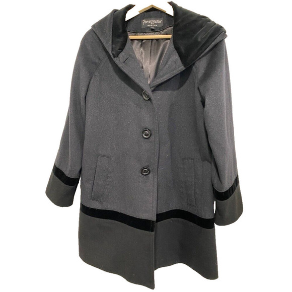 Forecaster of Boston- Grey wool blend lined hooded winter coat women's 10 Petite - Picture 1 of 5